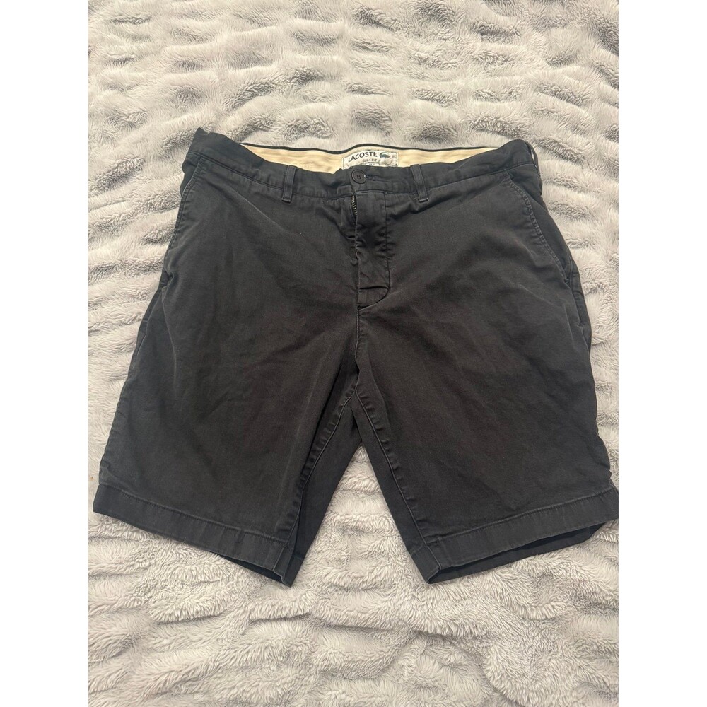 Men’s Black Lacoste Slim Fit Shorts-Size 36